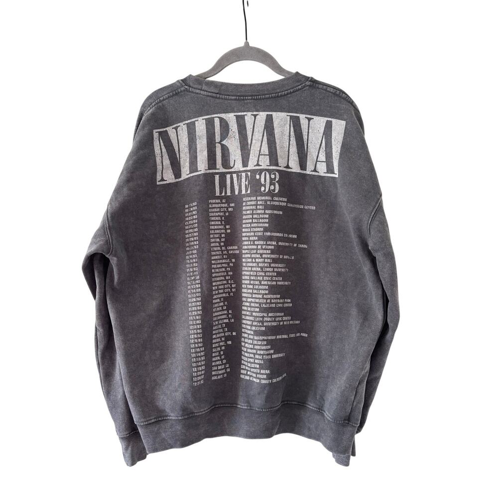 Nirvana Live ‘93 Angel Graphic Sweatshirt Gray Fleece Pullover Men’s L Band Tee - Picture 5 of 7